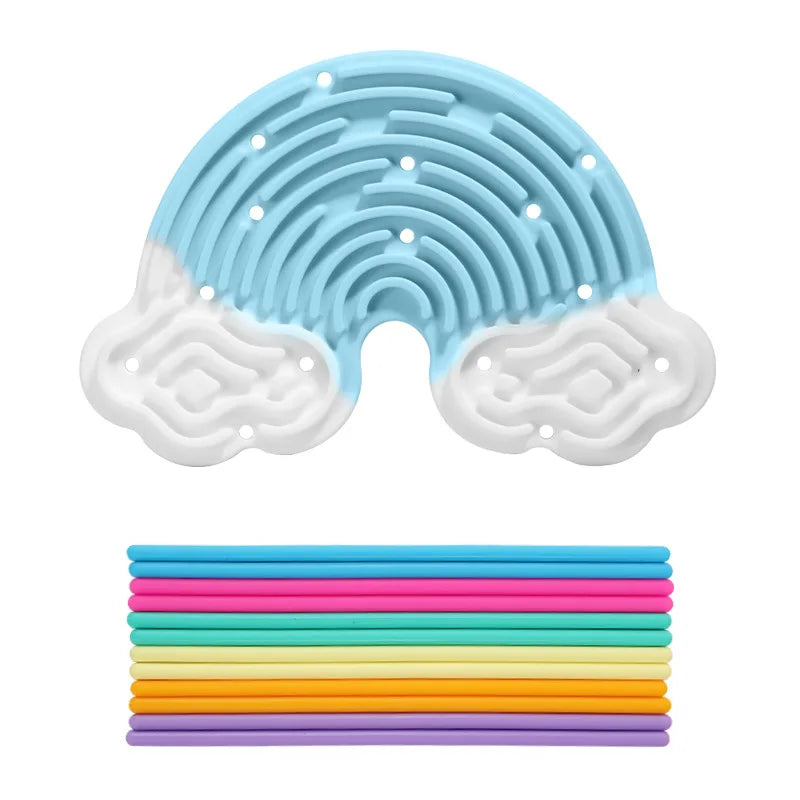 Creative Rainbow Clouds Silicone Sensory Activity Board – Double-Sided Busy Board for Color Training, Fine Motor Skills, and Fun Play