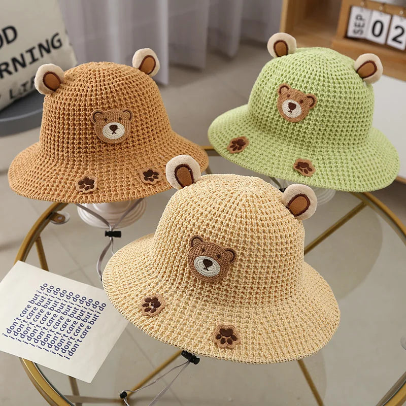 Baby & Toddler Bucket Hat with Bow — One Size Summer Beach Sun Cap, Cute Cartoon Princess Fisherman/Panama Style, Unisex
