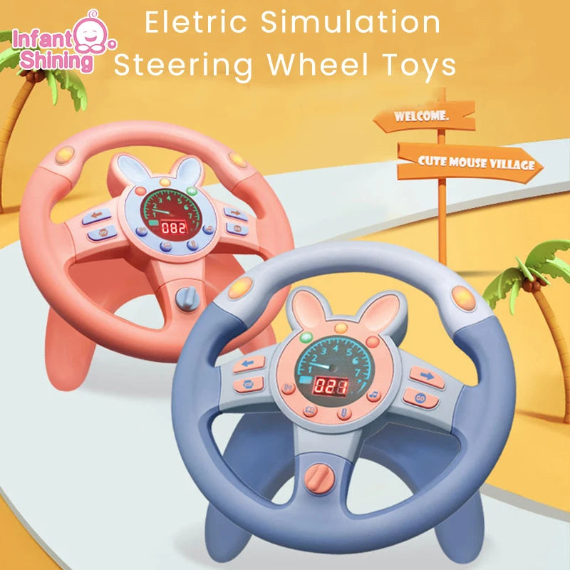 Infant Shining Simulation Steering Wheel Toy Children’s Early Education Copilot Stroller Vocal Toy