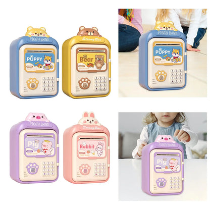 Electric ATM Money Bank Automatic Roll Cash Security Box Kids Piggy Bank with Password Lock Birthday Gift