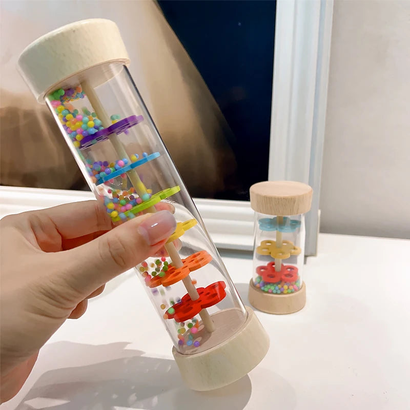 Wooden Rain Sound Tube Instrument - Rain Maker Stick, Hourglass Music Shaker for Hearing Enlightenment Toy