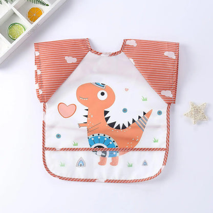 Waterproof Long-Sleeve Baby Bib – Cute Cartoon Apron with Pocket for Self-Feeding (0-3Y) - Kidzy Market