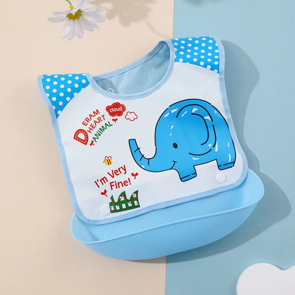 Security Cartoon Print Baby Bibs for Boys & Girls | Waterproof Soft Silicone Kids Burp Cloth with Pocket, Feeding Bib for Children - Kidzy Market
