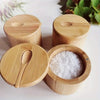 Bamboo Salt Seasoning Jars Set with Lid - Multi Bowls Storage Pot for Spices
