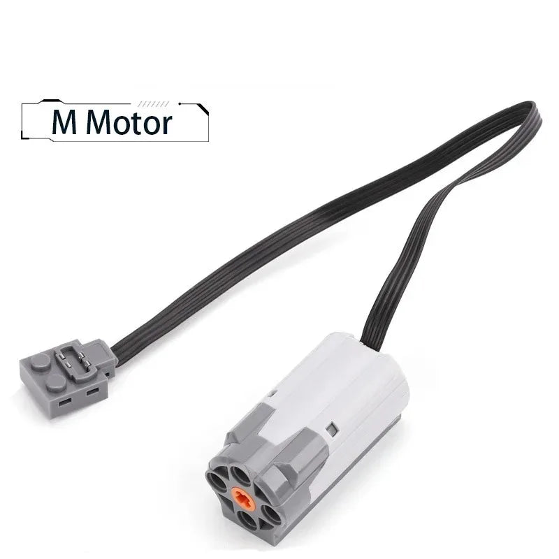 Electric Motor Set for RC Car – Battery Box, Switch, and LED Light Power Functions for MOC Building Blocks