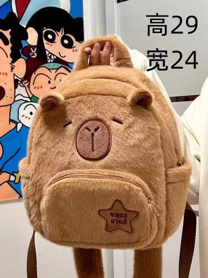Cute Capybara Dolphin Plush Backpack – Dual-Purpose Shoulder Bag and Tote for Kids