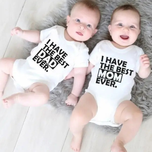 Popular "Mom+Dad=Me" Baby Romper – 100% Cotton Summer Onesie, Newborn Baby Clothes, Unisex Crawling Clothes, Comfortable and Cute