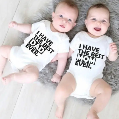 Popular "Mom+Dad=Me" Baby Romper – 100% Cotton Summer Onesie, Newborn Baby Clothes, Unisex Crawling Clothes, Comfortable and Cute
