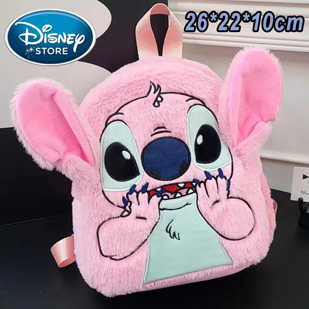 Disney Plush Backpack – Blue Stitch Large Capacity Cartoon School Bag for Kids