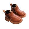 Kids Waterproof Ankle Zip Boots - Non-Slip Faux Leather Toddler Boots for Boys & Girls, Autumn Winter