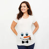 Christmas Pregnant Women T-shirt Snowman Cartoon Printed Pregnancy Announcement Clothes Maternity White Short Sleeve Top