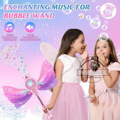 Automatic Bubble Machine Gun for Kids & Toddlers – Battery-Powered Bubble Wand with LED Light, 360° Leak-Proof Bubble Blower Toy