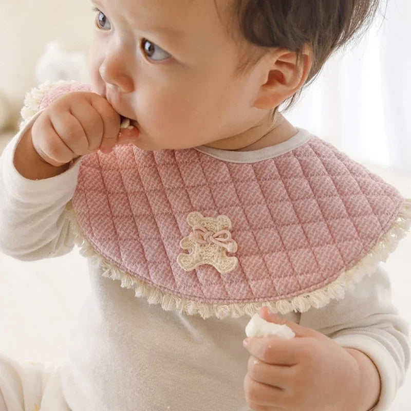Stylish & Practical Baby Drool Bibs | Bear & Rabbit Pattern Spit-up Bibs for Feeding & Teething | Functional Baby Accessories - Kidzy Market