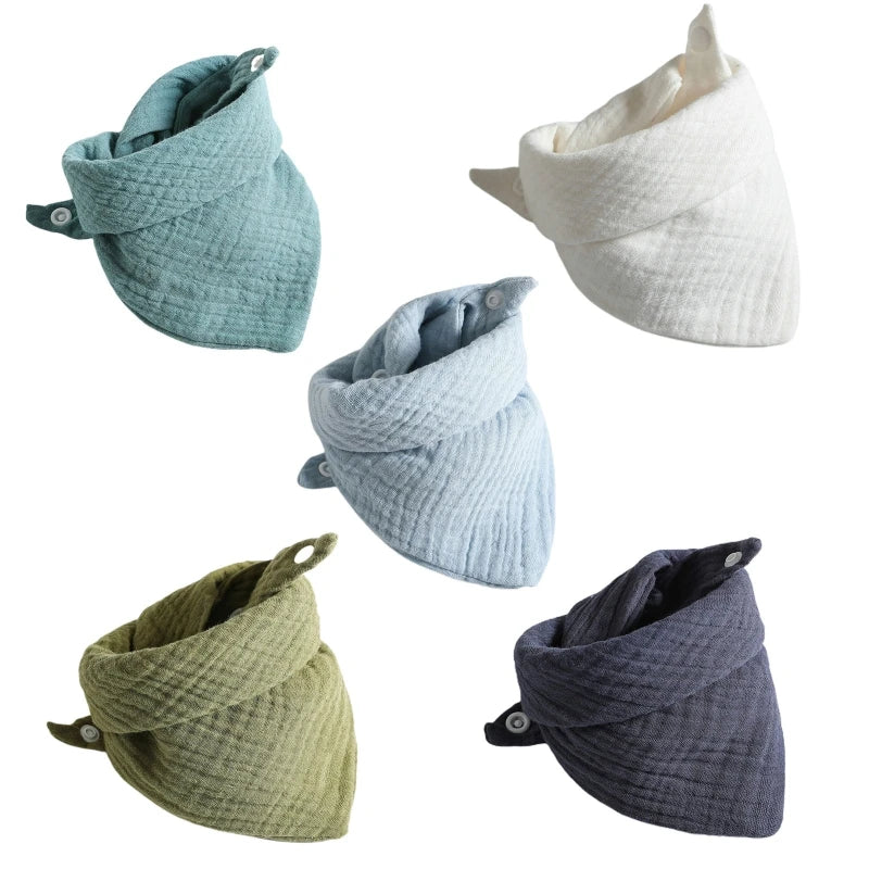 5 Pcs Baby Bandana Drool Bibs – Soft Cotton, Adjustable Snap Button, Triangle Scarf, Burp Cloth for Boys, Saliva Towel for Feeding - Kidzy Market