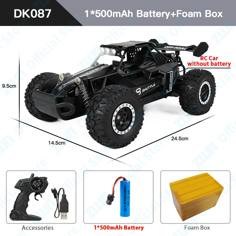 ZWN 1:16/1:20 RC Car with LED Light and 2WD Off-Road Climbing Remote Control