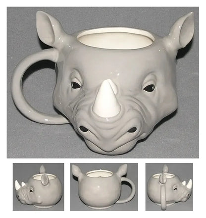 3D Animal Head Ceramic Mug — Dog · Lion · Leopard · Tiger Painted Cartoon Coffee Cup, Cute Children's Room Gift