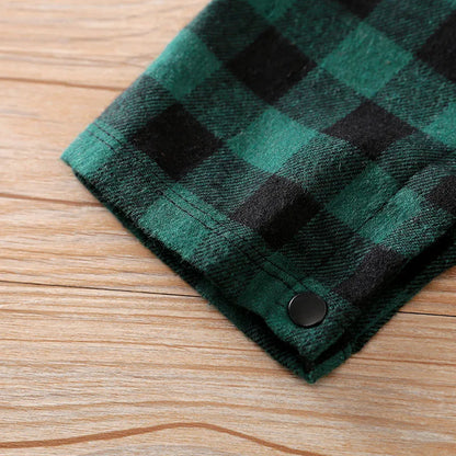 Newborn Baby Boy Christmas Romper – Green Plaid One-Piece Gentleman Suit (New Year Jumpsuit, Baby Boy Costume)