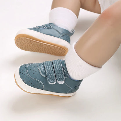 HAIZHIW Newborn Baby Boy & Girl Leather Shoes – Infant First Walkers, Non-Slip Rubber Toddler Retro Shoes (0-18M)