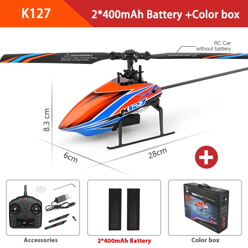 WLtoys XKS K127 RC Helicopter – 6-Axis Gyroscope 2.4G 4CH Mini Single Blade RC Toy