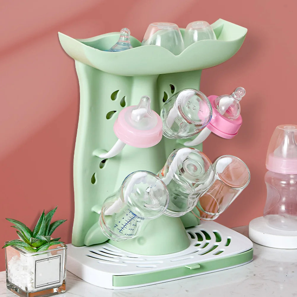 Baby Bottle Drainer & Drying Rack – Plastic Holder for Various Sizes Cups, Quick Dry, Sturdy Materials