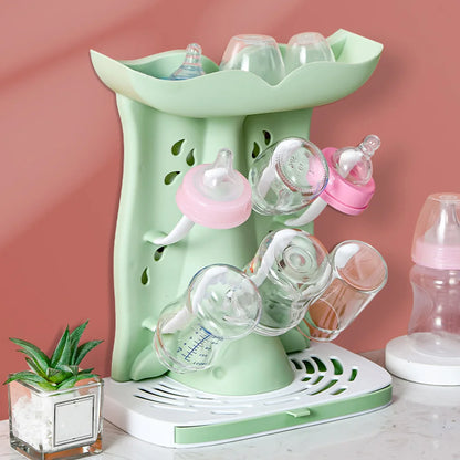 Baby Bottle Drainer & Drying Rack – Plastic Holder for Various Sizes Cups, Quick Dry, Sturdy Materials