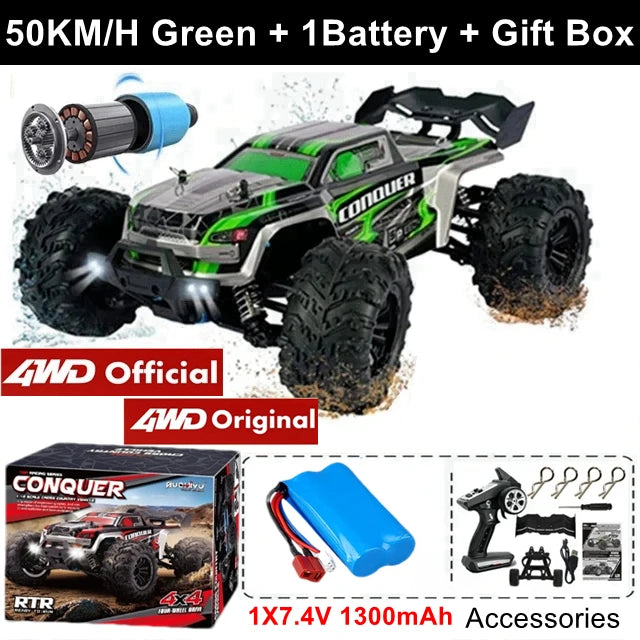 1:16 Brushless RC Drift Car with 80km/h Speed and LED Lights 4WD