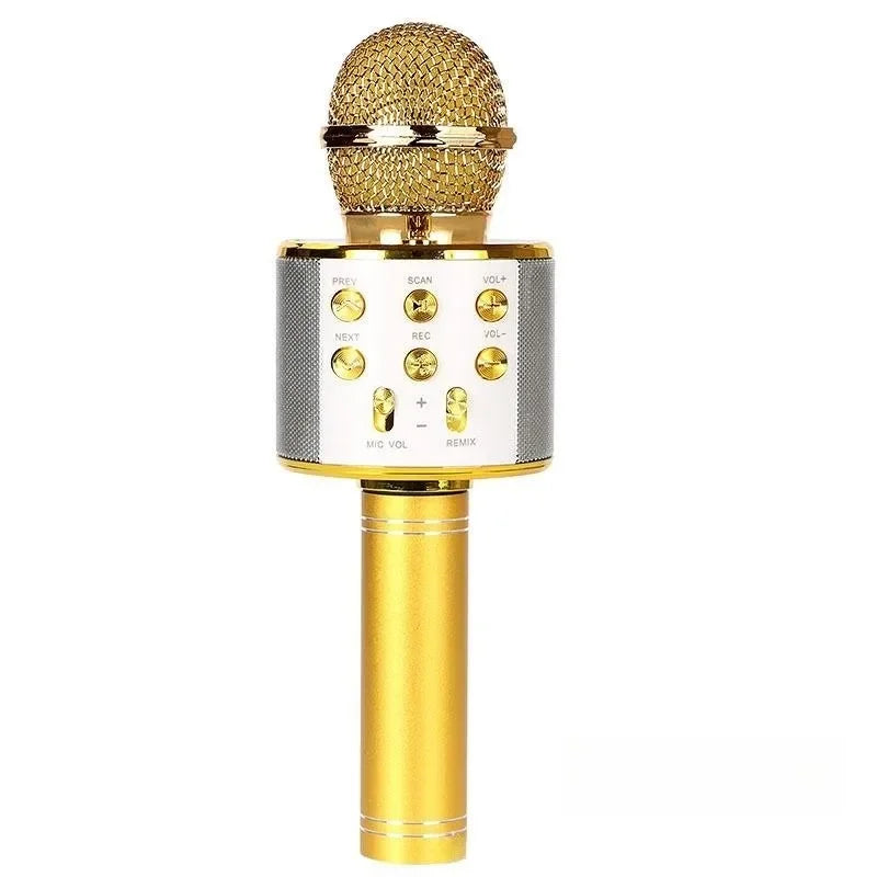 Wireless Bluetooth Karaoke Microphone Speaker 5-in-1 Handheld Rechargeable Mic for Home Party Singing and Meetings