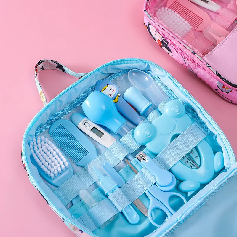13-Piece Baby Care Set - Nose Suction Device, Nail Clipper, Thermometer, Daily Cleaning & Care Kit - Healthcare Kits for Babies
