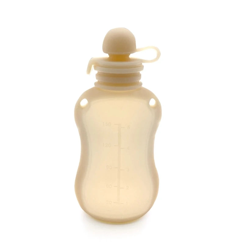 BPA-Free Silicone Baby Food Pouch - Reusable & Leak-Proof Squeeze Container for Milk & Puree Storage