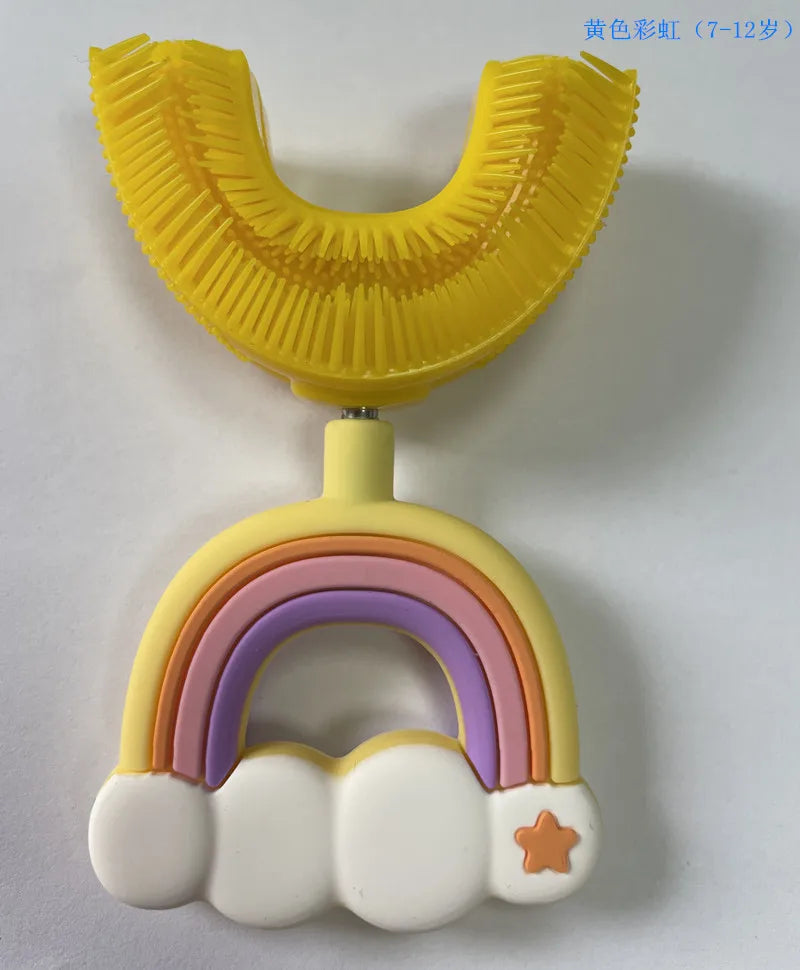 New Children's U-Shape 360 Degree Toothbrush, Silicone Brush for Toddlers, Cartoon Pattern Oral Care
