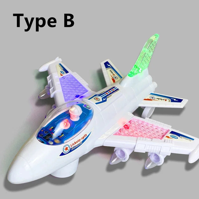 Children's Electronic Airplane Toy with Music & Flashing Lights – Autopilot Rotation, Battery-Powered Educational Plane Gift for Kids