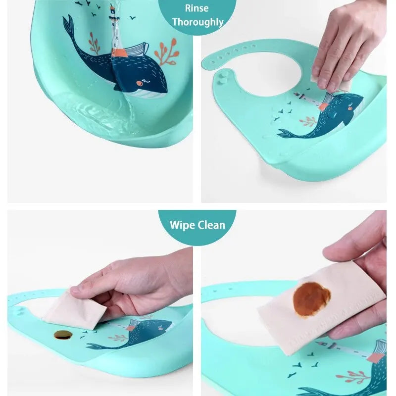 Adjustable Baby Bibs with Animal Pictures | Waterproof Cartoon Saliva Dripping Bibs | Newborn Feeding Aprons | Different Styles - Kidzy Market