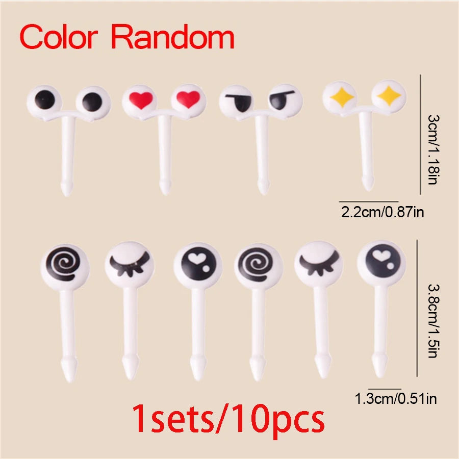 10pcs Cute Animal Fruit Forks Mini Cartoon Snack Picks for Kids