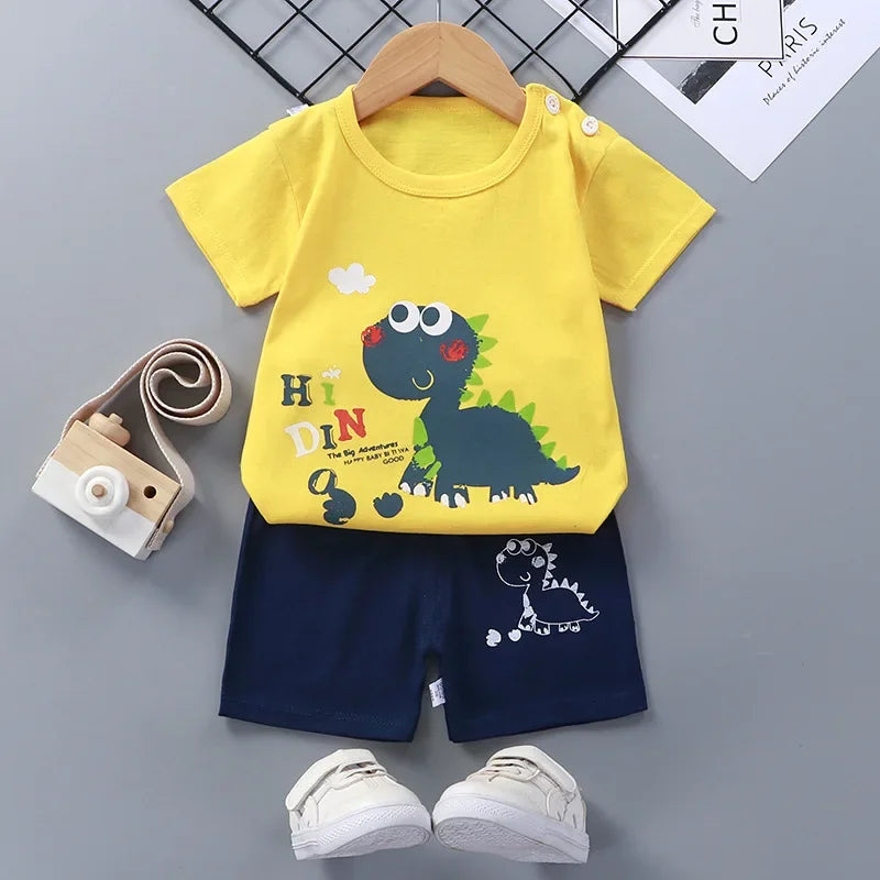 Summer Baby Clothes Set – Casual Baby Boy Clothing Set with T-shirt & Shorts – Kids Unisex Short Sleeve Sports Outfit – Infant Baby Girl Clothes