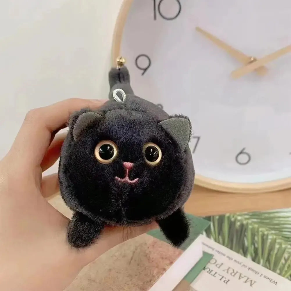 Wagging Tail Plush Cat Keychain – Cute Cartoon Animal Bag and Door Pendant for Girls