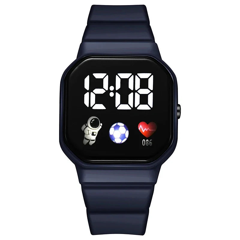 LED Digital Sports Watch for Kids Boys and Girls Football Silicone Casual Electronic Wristwatch