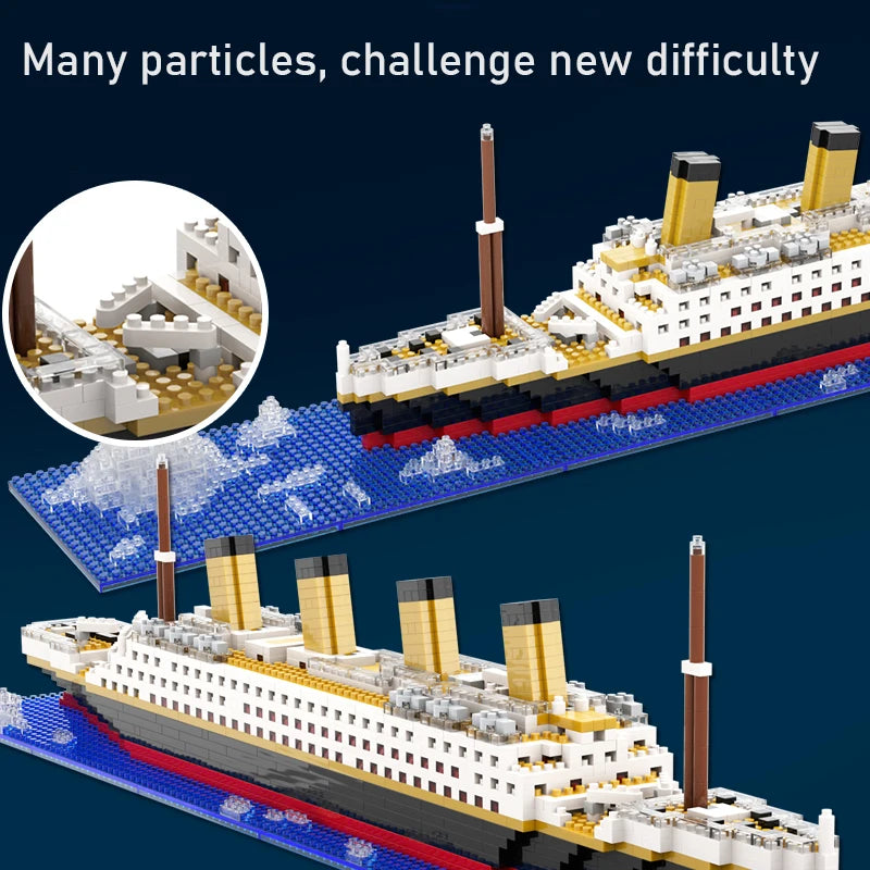 Small Particle Building Block Set – Titanic Cruise Ship Assembly Toy, Giant Puzzle Brick Model Kit, Desktop Birthday Gift for Kids