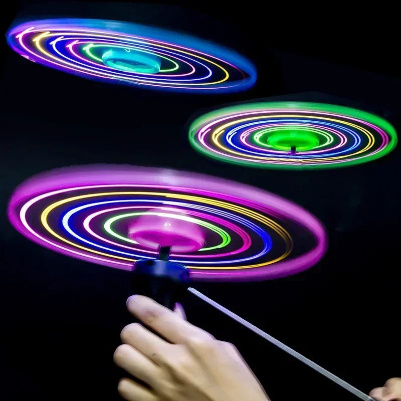 Glowing UFO Flying Saucer Toy with 5 LEDs — Pull-String Flying Disc for Kids & Outdoor Glow Parties