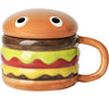300ml (10 fl oz) Ceramic Hamburger Mug with Lid — Cute Cartoon Kids Coffee, Milk & Breakfast Cup