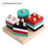 Educational Wooden Toys – Geometric Shapes Montessori Puzzle, Color Sorting Math Bricks for Baby, Preschool Learning Game