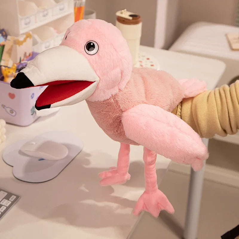 6 Style Plush Hand Puppets, Toucan Parrot Bald Eagle Peacock Owl Flamingo for Kids