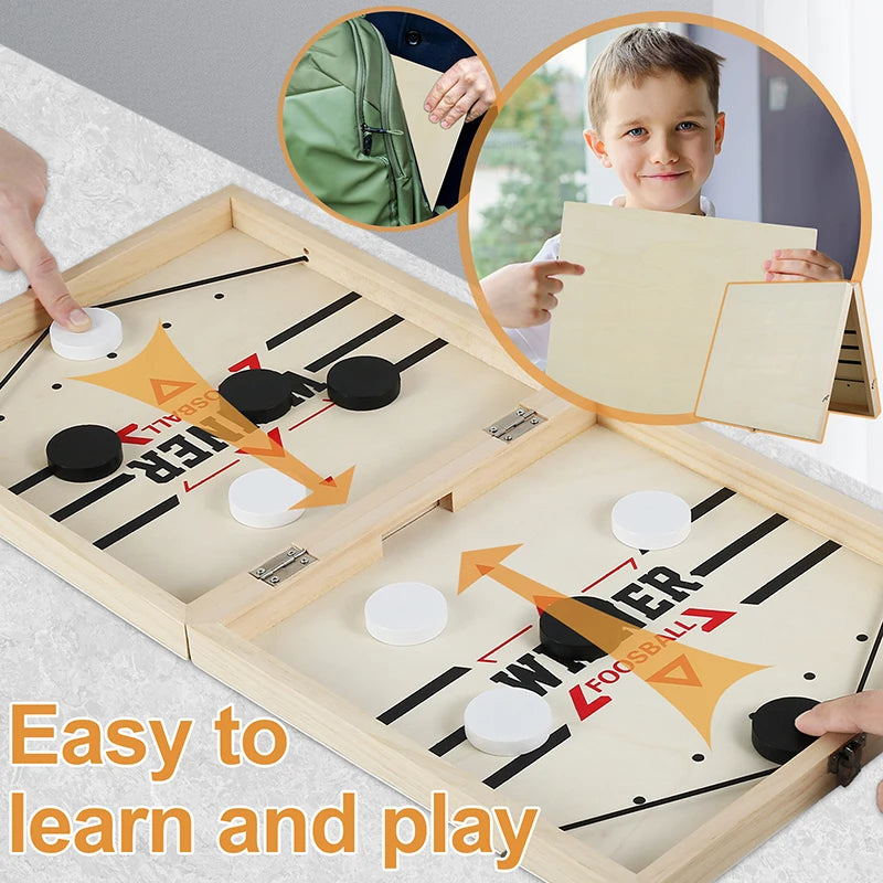 Foldable Foosball Winner Games Table - Hockey Catapult Chess - Parent-Child Fast Sling Puck Board - Party Toy for Children & Adults