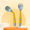 Baby Children Spoon & Fork Set - Soft Bendable Silicone Scoop Fork Kit, Toddler Training Feeding Cutlery, Baby Utensils Tableware