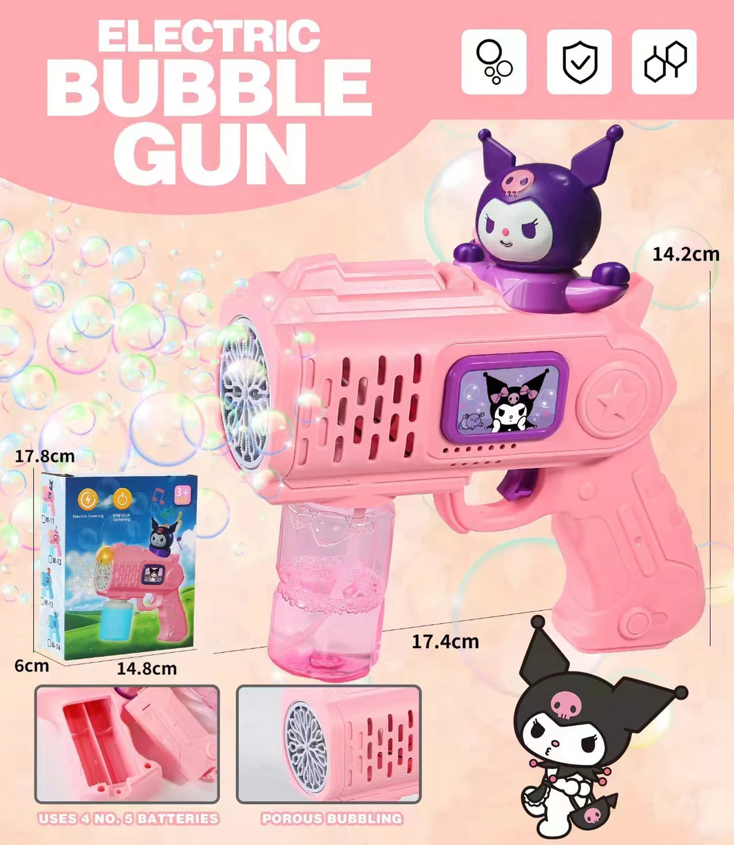 MINISO Hello Kitty Battery-Powered Bubble Gun Toy - Rocket Launcher Bubble Machine (Requires 4 AA Batteries, No Bubble Solution Included)