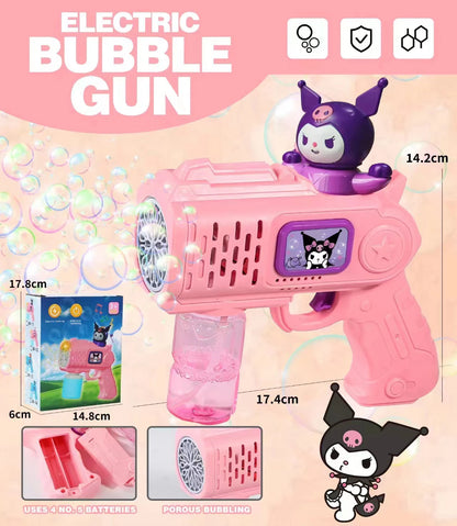 MINISO Hello Kitty Battery-Powered Bubble Gun Toy - Rocket Launcher Bubble Machine (Requires 4 AA Batteries, No Bubble Solution Included)