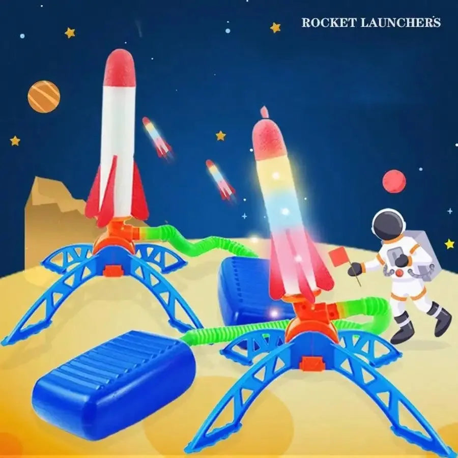 GSF Foam Rocket Launcher with Foldable Stand – Outdoor Jump & Launch Toy with Foam Rockets for Kids, Ages 3+