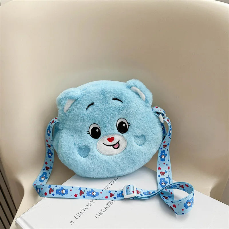 Mini Cartoon Rainbow Love Bear Plush Crossbody Bag – Cute Love Bear Gift for Kids and Christmas