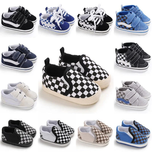 Newborn Baby Canvas Shoes – Anti-Slip Soft Sneakers for Baby Boys & Girls, Multi-Color Toddler First Walkers Crib Shoes