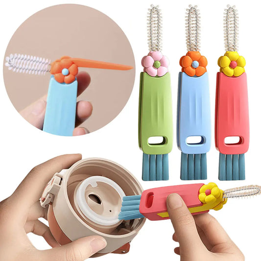 3 in 1 Bottle Brush Wine Glass Cleaner Brush Rotating Cup Brush Insulation Bottle Cleaning Brush Kitchen Cleaning Tools