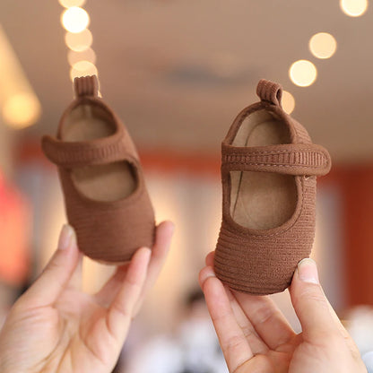 Khaki Baby Casual Shoes 0-18M Infant Toddler Bowknot Non-Slip Rubber Soft-Sole Flat PU First Walker Newborn Mary Janes